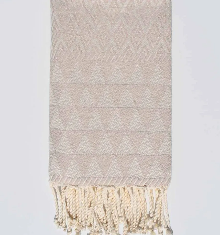 Fouta Jaquard Diamant beige - FOUTA TUNISIA