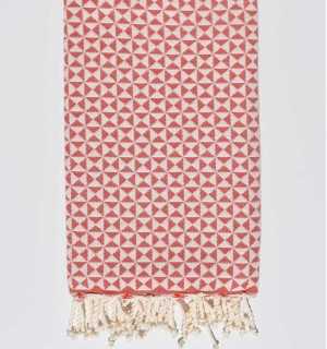 Serviette de plage papillon rouge Fouta Tunisia - 1 2