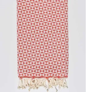 Serviette de plage papillon rouge Fouta Tunisia - 1 2