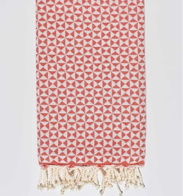 Fouta papillon rouge 100x200 cm - 100 % Coton - FOUTA TUNISIA