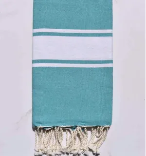 Fouta plate vert sarcelle - Serviette de plage