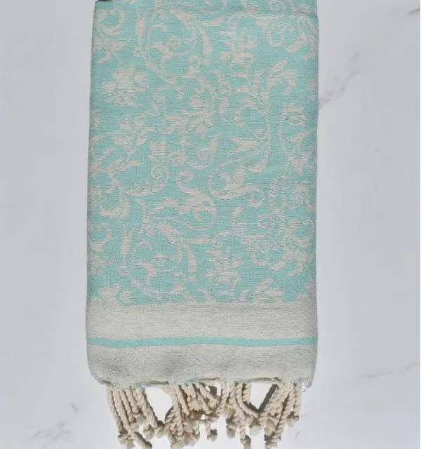 Fouta Versailles vert d'eau -Fouta jacquard - Serviette de plage