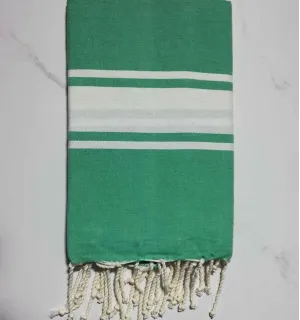 Serviette de plage Plate vert Menthe 100x200 cm - 100 % Coton - FOUTA TUNISIA
