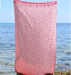 Fouta Versailles rose fuchsia - Serviette de plage rose - Accessoire décoratif 2