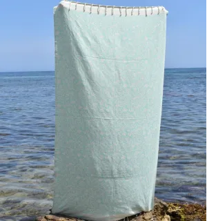 Fouta Versailles vert d'eau -Fouta jacquard - Serviette de plage