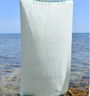 Fouta Versailles vert d'eau -Fouta jacquard - Serviette de plage 2