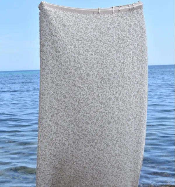 Fouta Versailles taupe - Fouta plage motif floral, serviette de plage, jeté fauteuil