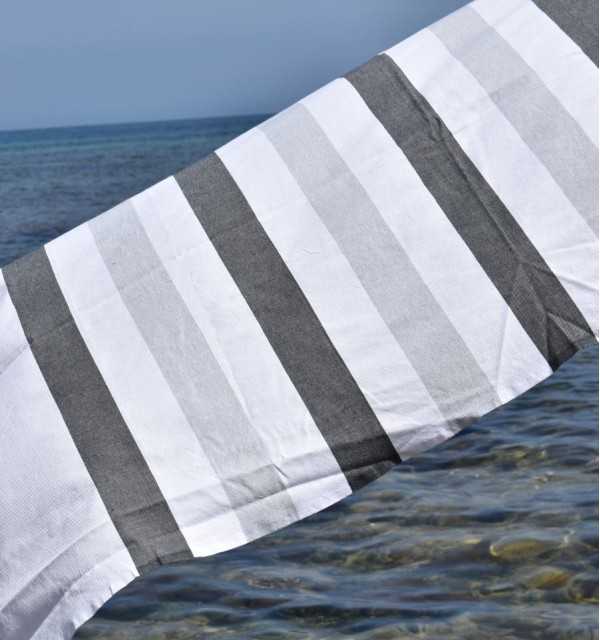 Fouta Monte Carlo gris anthracite - Fouta à rayures - Serviette de plage