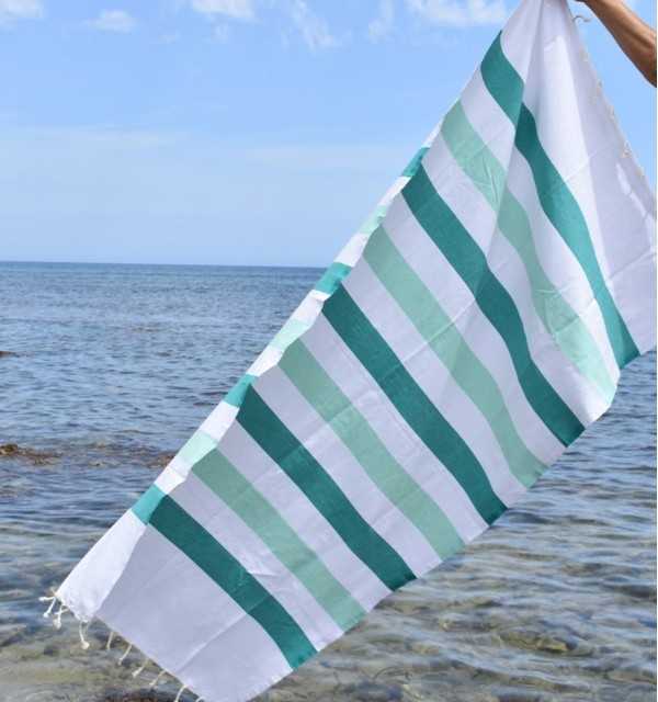 Fouta Monte Carlo vert sarcelle - Serviette de plage - Serviette de bain
