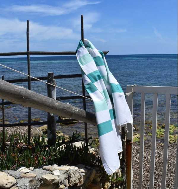 Fouta Monte Carlo vert sarcelle - Serviette de plage - Serviette de bain