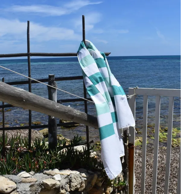 Fouta Monte Carlo vert sarcelle - Serviette de plage - Serviette de bain