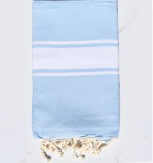 Fouta Plate bleu ciel 100x200 cm - 100 % Coton - FOUTA TUNISIA