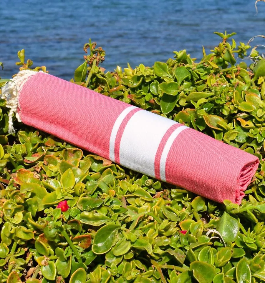 Fouta Plate rose fraise - FOUTA TUNISIA