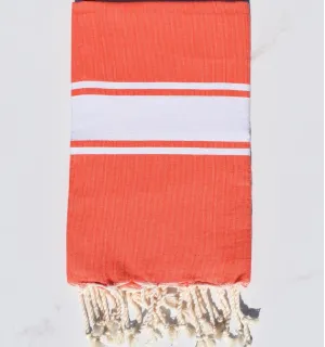Fouta Plate orange mandarine 100x200 cm - 100 % Coton - FOUTA TUNISIA