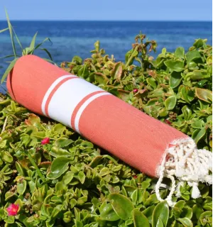 Fouta Plate orange mandarine 100x200 cm - 100 % Coton - FOUTA TUNISIA 2