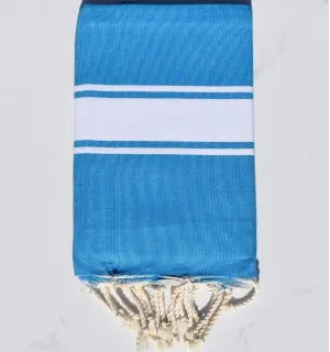 Fouta plate bleu azur moyen - FOUTA TUNISIA