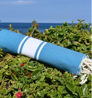Fouta plate bleu azur moyen - FOUTA TUNISIA 2
