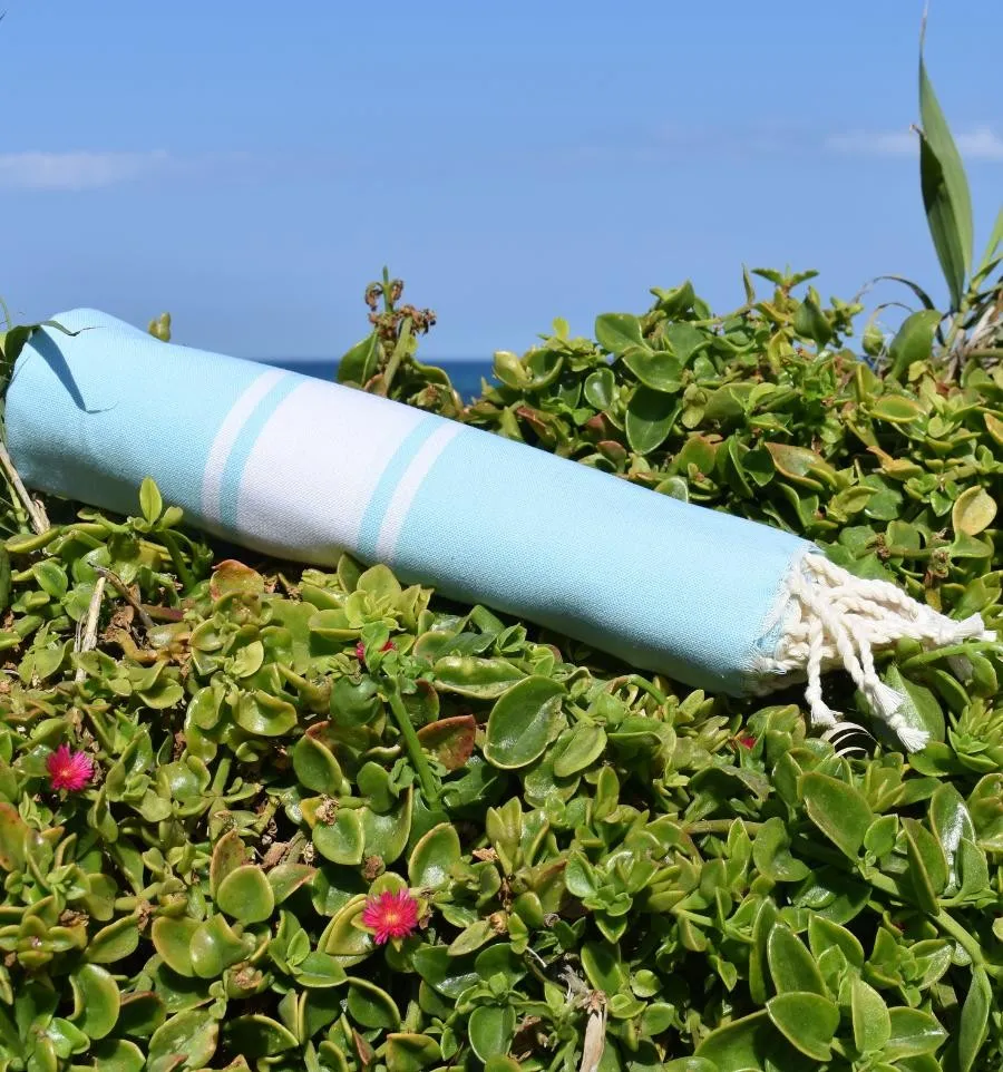 Fouta Plate bleu pastel 100x200 cm - 100 % Coton - FOUTA TUNISIA