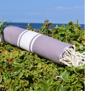 Fouta plate violet glycine - Serviette de plage - Serviette de bain - Coton et absorbante 2