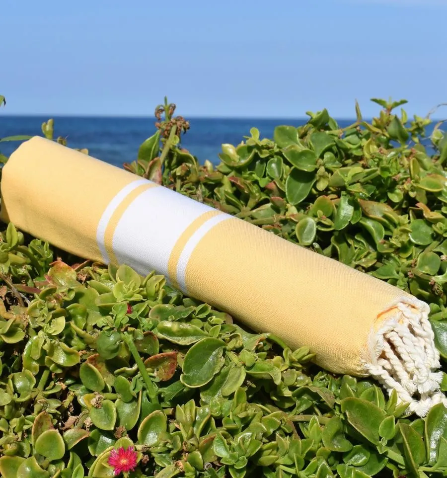 Fouta plate jaune beurre frais - FOUTA TUNISIA