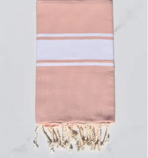 Fouta plate vieux rose clair - Serviette de plage absorbante et en coton