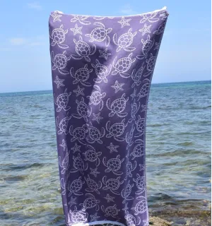 Fouta Seychelles Mauve - Serviette de plage - Fouta motifs tortue - Fouta personnalisée