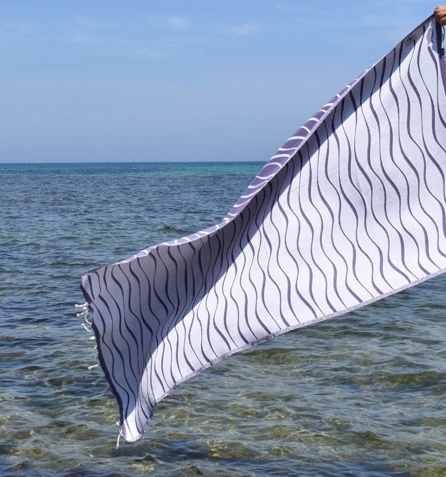 Fouta Hawaï Mauve - Serviette de Plage Absorbante Élégante - Fouta Tropicale