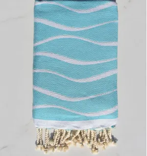 Fouta Hawaï Bleu Turquoise - Serviette de plage, absorbante élégante, Fouta Tropicale, Serviette Tropicale