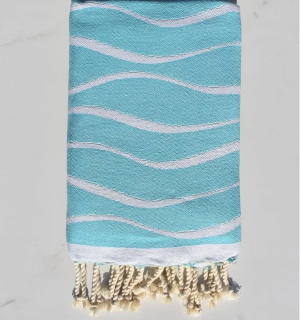 Fouta Hawaï Bleu Turquoise - Serviette de plage, absorbante élégante, Fouta Tropicale, Serviette Tropicale
