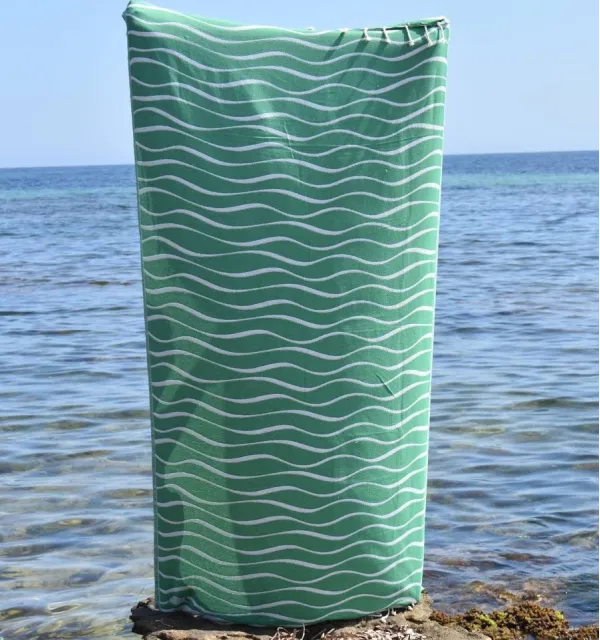 Fouta Hawaï Vert - serviette de plage, légère et absorbante, décoration tropicale, plage, Fouta tropicale