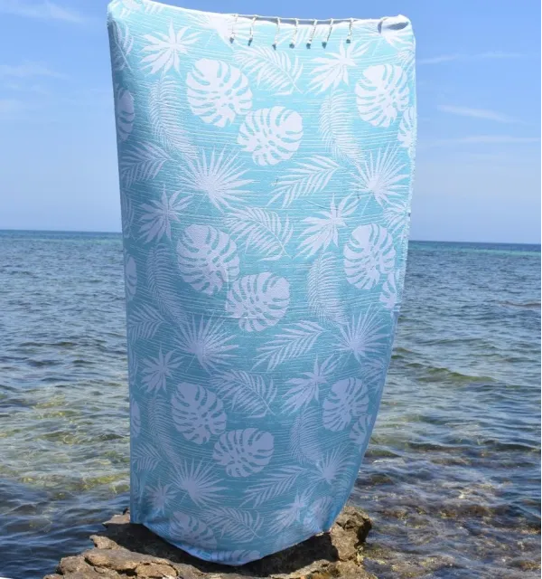Fouta Amazon bleu turquoise - Fouta jacquard - Fouta tendance - Serviette de plage