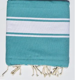 Fouta vert sarcelle doublée éponge grise - Fouta doublée éponge - Serviette de plage absorbante - Fouta coton plage 2