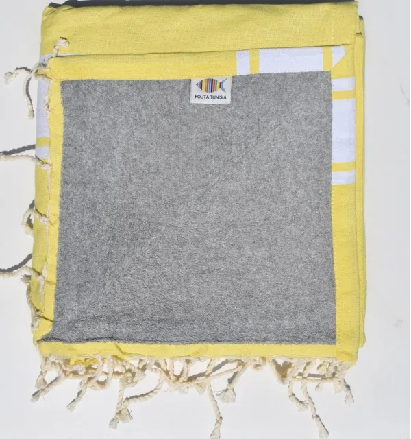 Fouta plate jaune doublée éponge - FOUTA TUNISIA