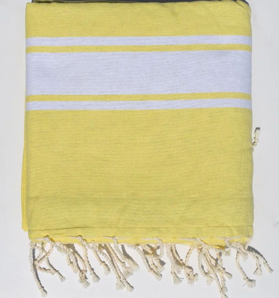 Fouta plate jaune doublée éponge - FOUTA TUNISIA