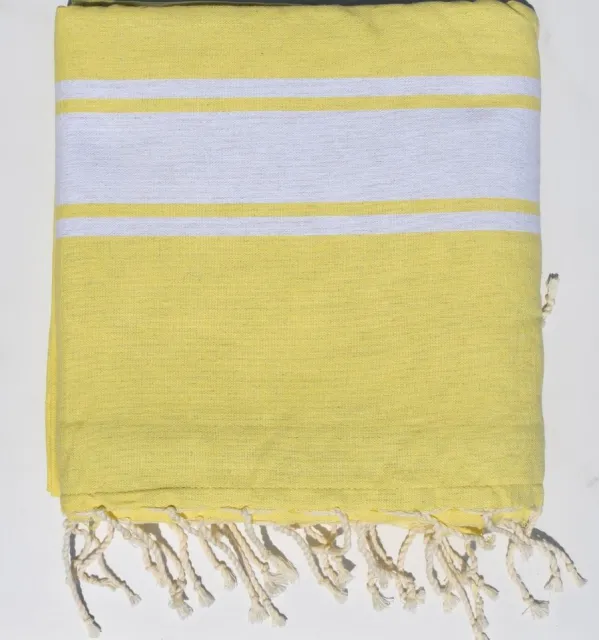 Fouta plate jaune doublée éponge - FOUTA TUNISIA