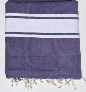 Fouta mauve doublée éponge grise - serviette plage, serviette de plage coton - fouta deux faces 2
