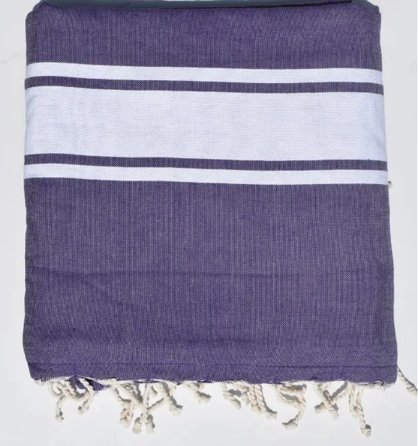Fouta mauve doublée éponge grise - serviette plage, serviette de plage coton - fouta deux faces