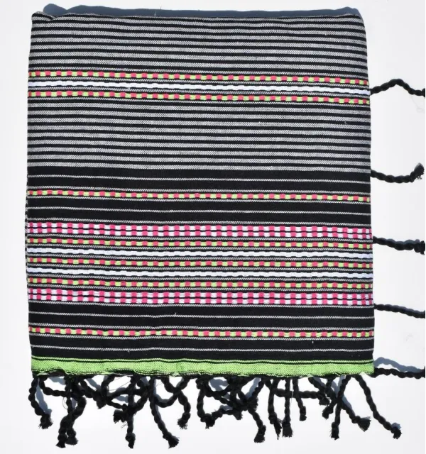 Fouta multicolore doublée éponge grise - serviette plage, serviette de plage coton - fouta deux faces