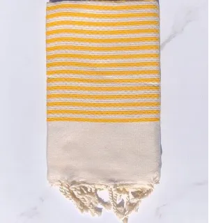 Fouta nid d'abeille rayée 1 cm rayures jaune- FOUTA TUNISIA
