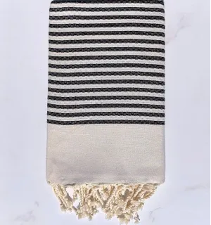 FOUTA nid d'abeille rayée 1 cm rayure noire - FOUTA TUNISIA