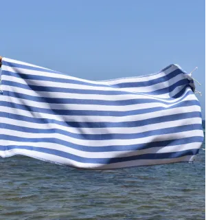 Fouta Alaska bleu roi - Serviette de Plage Jacquard, Douce & Absorbante 100x200 cm - Fouta à rayures 2