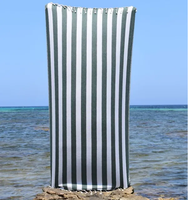 Fouta Alaska vert bouteille - Serviette Jacquard 100x200 cm en Coton - Serviette de plage absorbante - Fouta jacquard