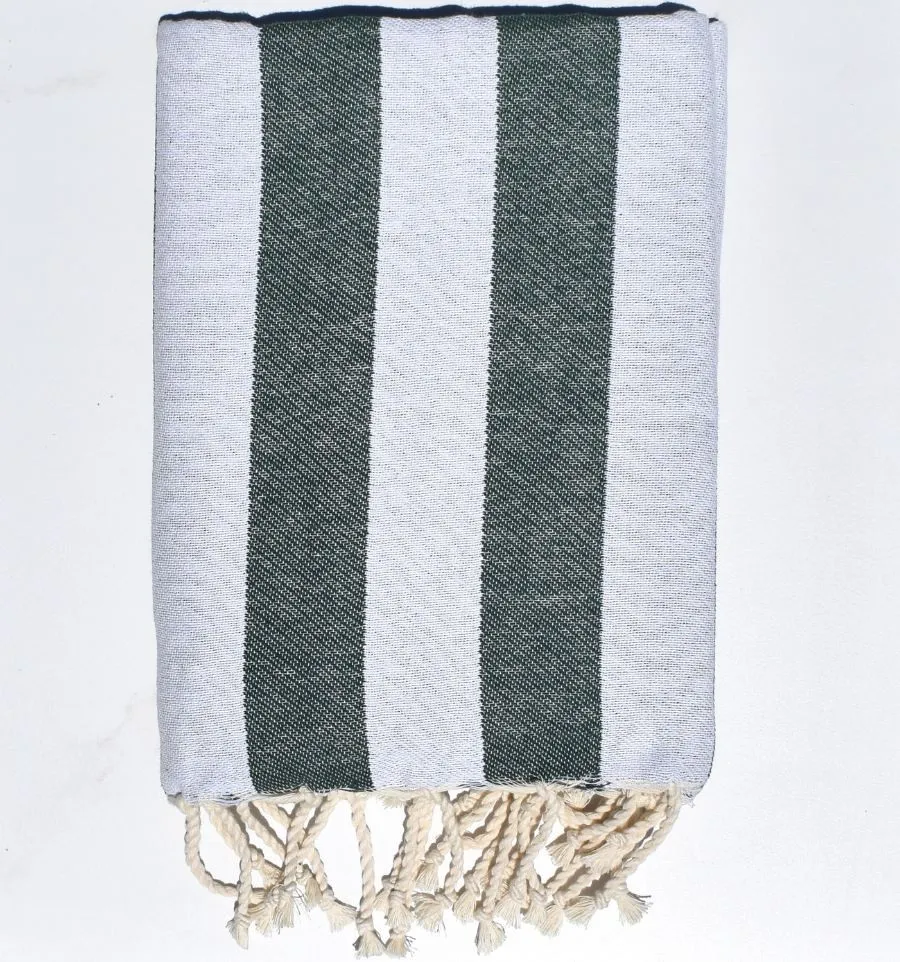 Fouta Alaska vert bouteille - Serviette Jacquard 100x200 cm en Coton - Serviette de plage absorbante - Fouta jacquard