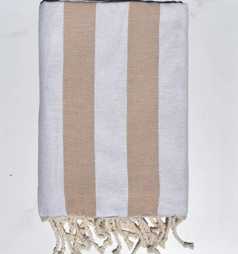 Fouta Alaska beige - Serviette Jacquard 100x200 cm en Coton - Serviette de plage - Serviette absorbante - Fouta à rayures