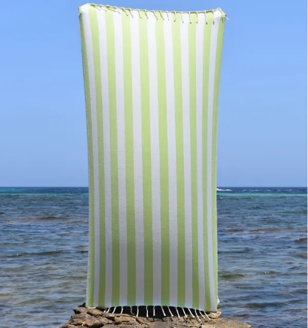 Fouta Alaska vert pistache - Serviette Jacquard 100x200 cm - Serviette de plage en coton - Serviette absorbante