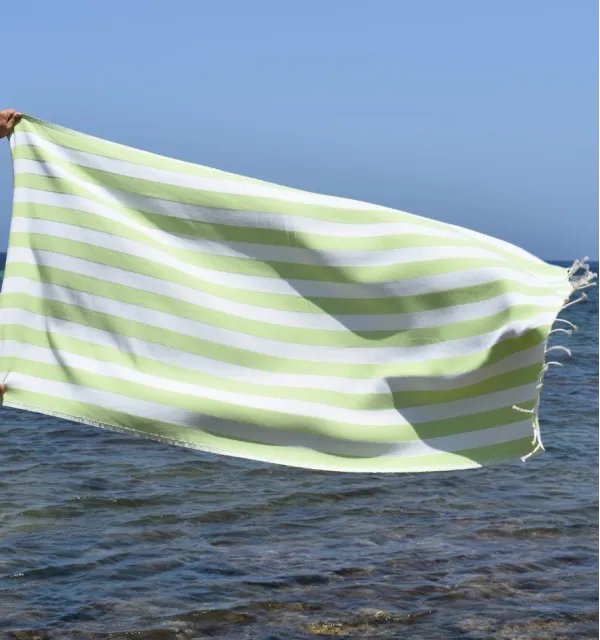 Fouta Alaska vert pistache - Serviette Jacquard 100x200 cm - Serviette de plage en coton - Serviette absorbante