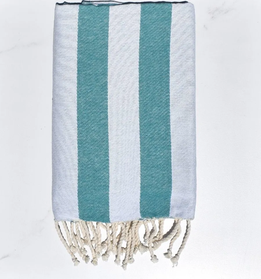 Fouta Alaska vert sarcelle - Serviette Jacquard 100x200 cm en Coton - Serviette de plage - Serviette absorbante - Fouta à rayure
