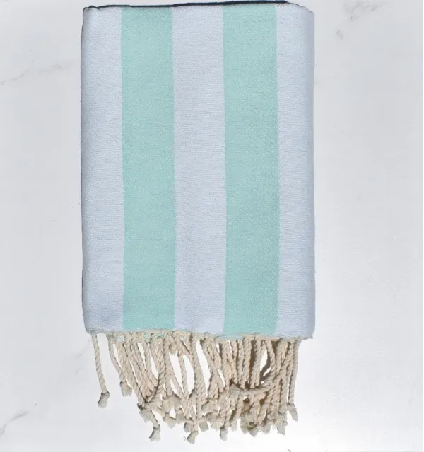 Fouta Alaska acqua - Serviette Jacquard 100x200 cm en Coton - Serviette de plage - Serviette absorbante - Fouta à rayures