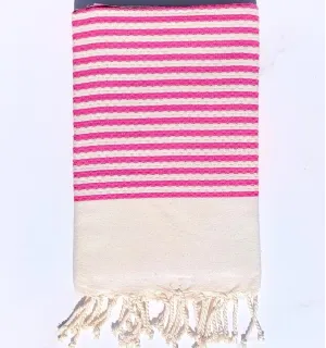 FOUTA nid d'abeille rayée 1 cm rayure rose - FOUTA TUNISIA