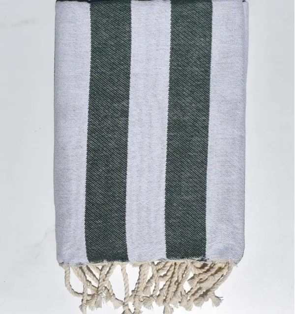 Fouta Alaska bleu nuit - Serviette Jacquard 100x200 cm en Coton - Serviette de plage - Serviette absorbante - Fouta à rayures